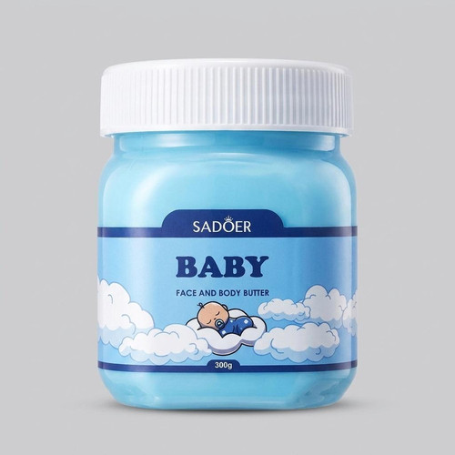 کره بدن سادور مدل Baby وزن 300 گرم بافت کرمی و جذب سریع، مرطوبکننده و ضد خشکی، فرمول بدون پارابن و مواد حساسیتزا، حاوی ویتامین E برای تغذیه و محافظت پوست، مناسب بانوان و آقایان